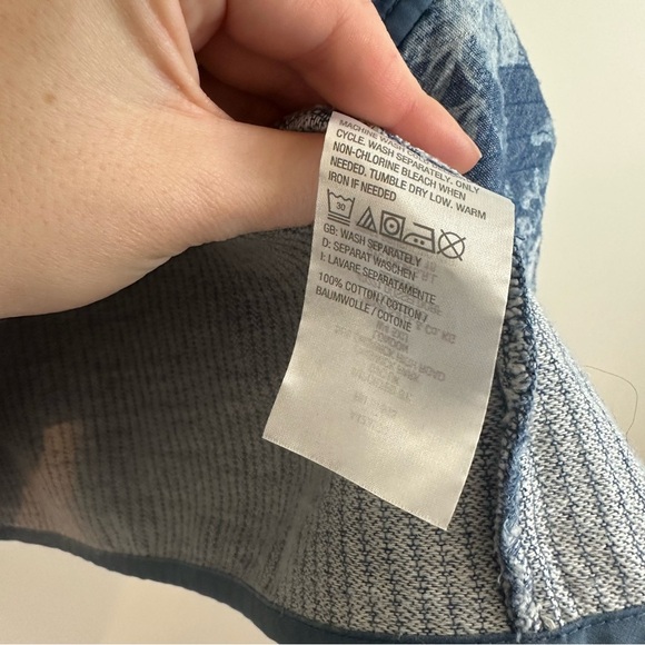 Isaac Mizrahi Quilted Jacket Blue Denim Floral Size XL Women's - Picture 9 of 10